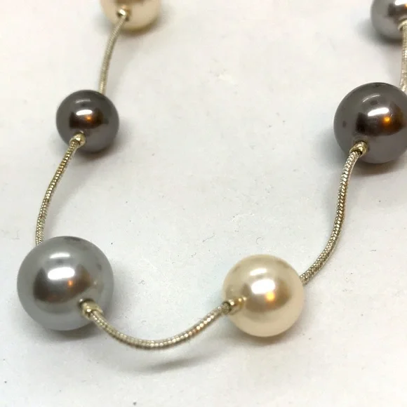 Long Fashion Necklace with Large Faux Pearl Beads, 36” Length - Picture 1 of 3